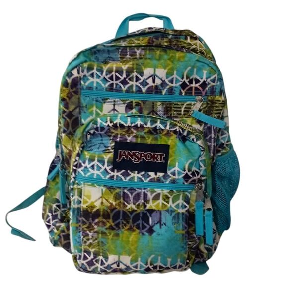 Jansport Backpack Peace Sign Allover Print Bohemian Boho Hippie Colorful Large. - Picture 16 of 16